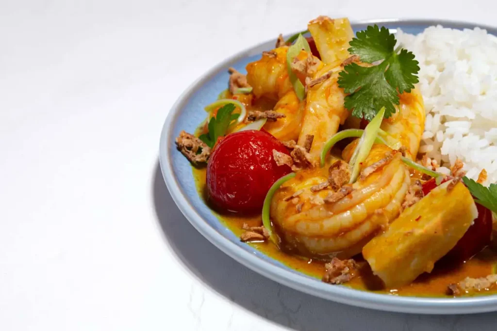 Thaise Gele curry met Garnaal en zoete aardappel